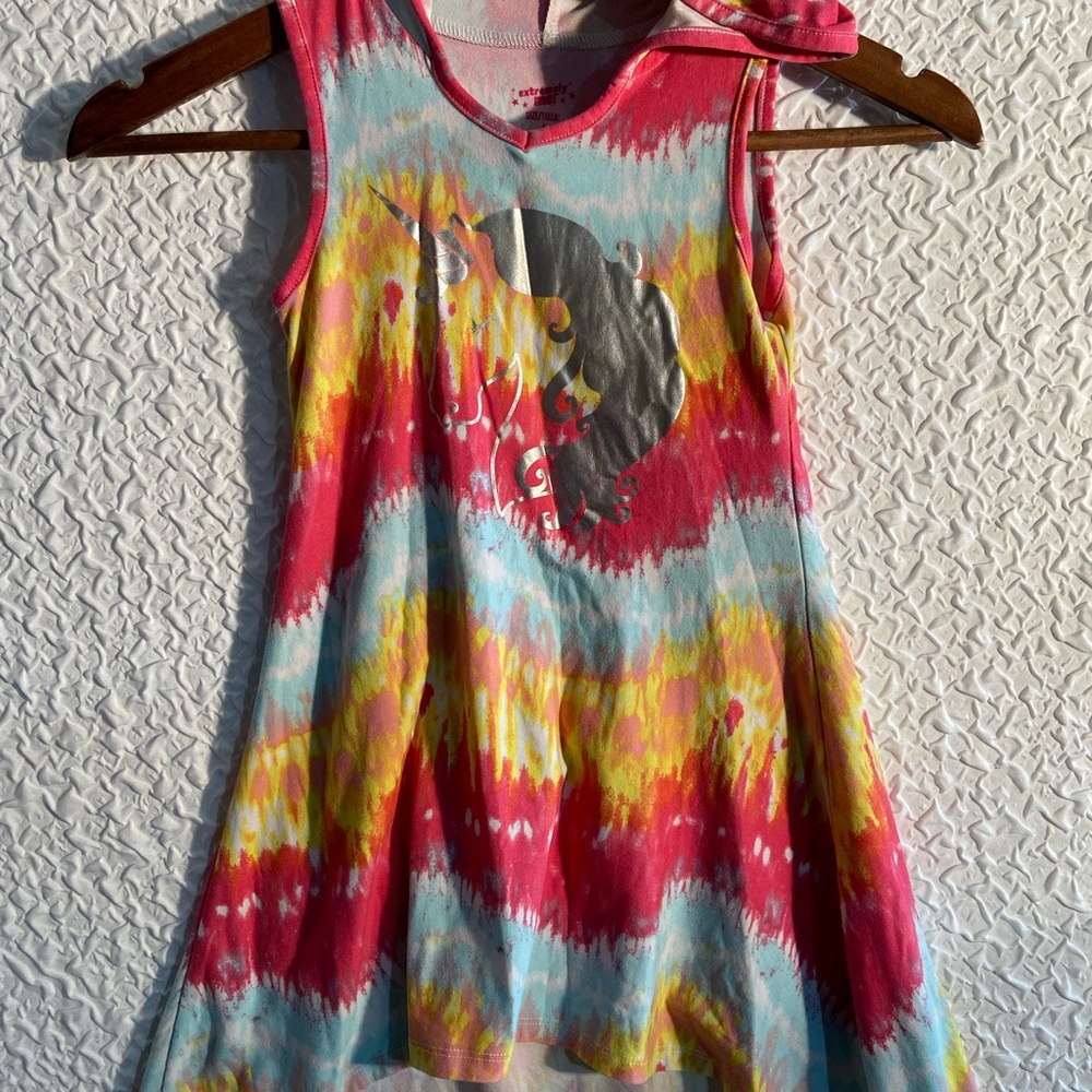 Tie Dye Unicorn Kids Beach Cover Up with hoodie